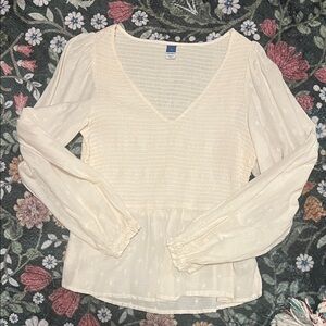 Elegant Cream V-Neck Blouse